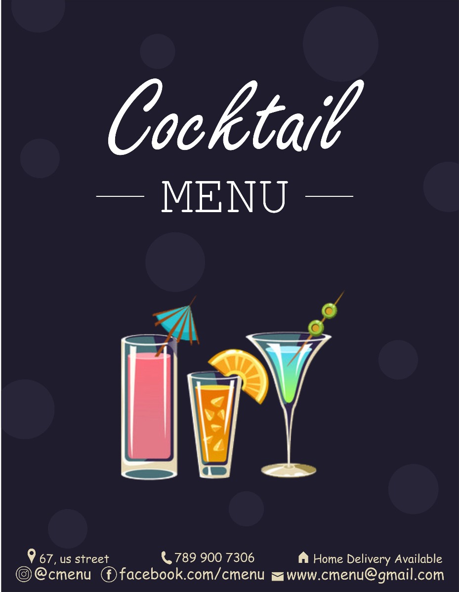 Cocktail Menu Design Template | Cocktail Menu Card | DesignRiver