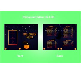 Restaurant Halloween Menu Bi-Fold Design Template- S6