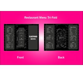 Restaurant Fast Food Menu Tri-Fold Design Template- S17