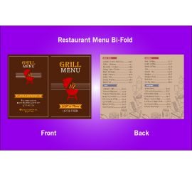 Restaurant Grill Bi-Fold Menu Design Template - V36