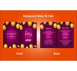 Restaurant Party Bi-Fold Menu Design Template - V37