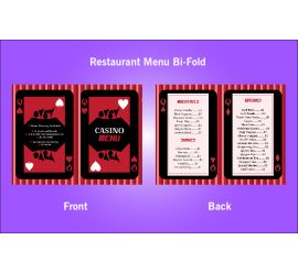 Restaurant Casino Bi-Fold Menu Design Template - V39