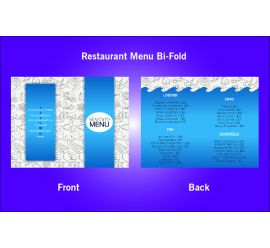 Restaurant Sea Food Bi-Fold Menu Design Template - V41