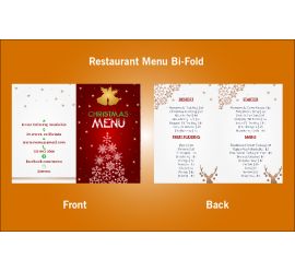 Restaurant Christmas Bi-Fold Menu Design Template - V42
