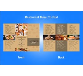 Restaurant Japanese Tri-Fold Menu Design Template - V44