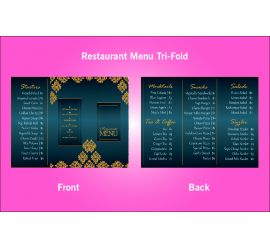 Restaurant Tri-Fold Menu Design Template- V45