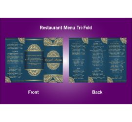 Restaurant Royal Tri-Fold Menu Design Template - V43