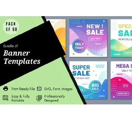 50 Banner Graphic Design Templates Bundle 