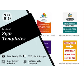 50 Signs Graphic Design Templates Bundle 