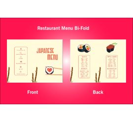 Restaurant Japanese Menu Bi-Fold Design Template- S2