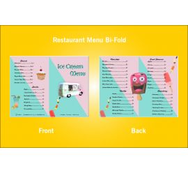 Restaurant Ice-Cream Menu Bi-Fold Design Template - S3