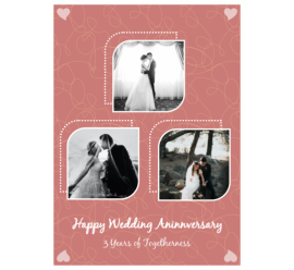 Happy Anniversary 3 Years Of Togetherness Photo Collage (5x7)  