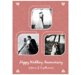 Happy Anniversary 3 Years Of Togetherness Photo Collage (8.5x11)   